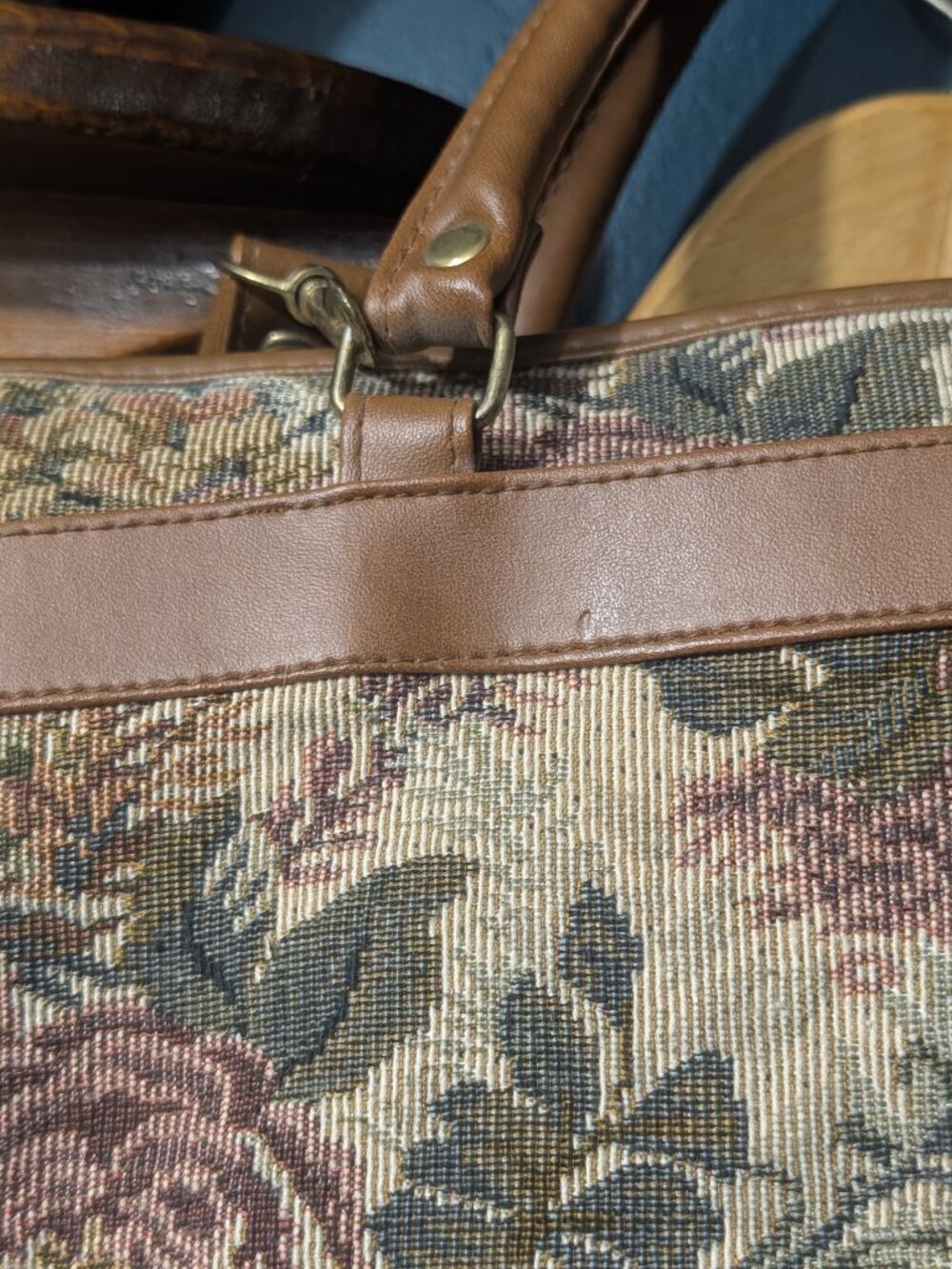 Vintage Floral Tapestry Weekender Bag Cottagecore Grandmillennial Carpert Bag - Picture 9 of 15